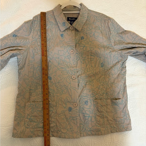 Vintage Denim&Co Tan Barn Jacket with Blue Embroidery 1X - Picture 4 of 7